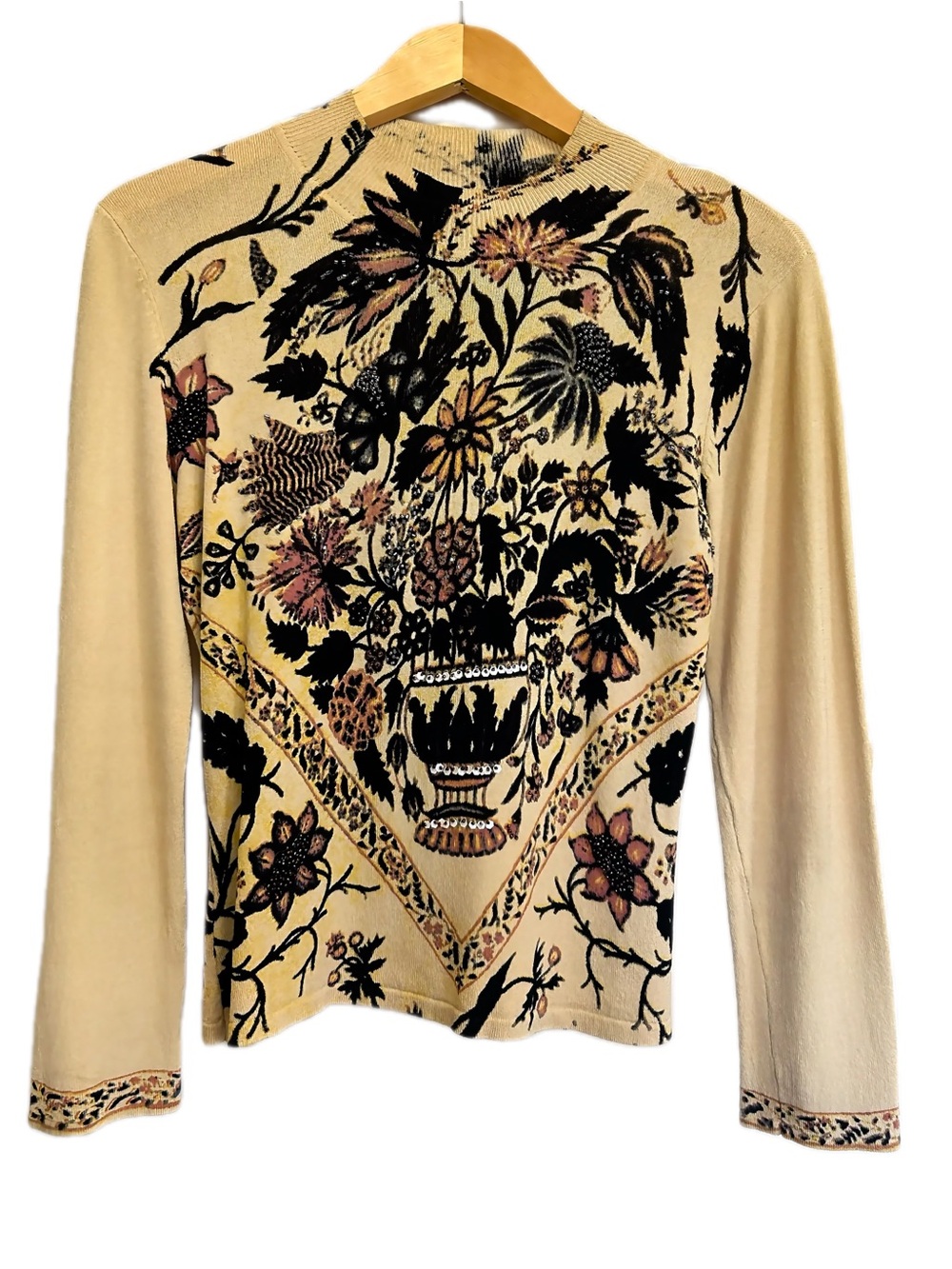 Vintage Alberto Makali Beaded Sequin Floral Long Sleeve Sweater L